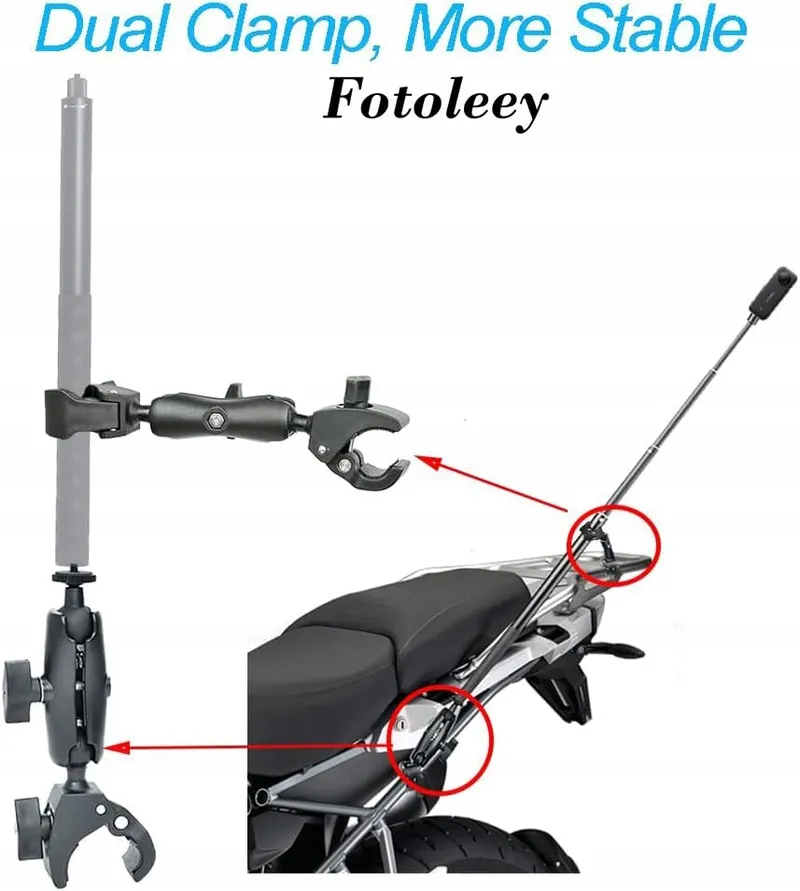 FOTOLEEY Motorhouder voor Insta360 X4 X3 X2 GoPro Hero 13 12 11 — foto 2