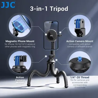 JJC Flexibel Octopusstatief Camera Telefoon iPhone 16-12 — miniatuur 3