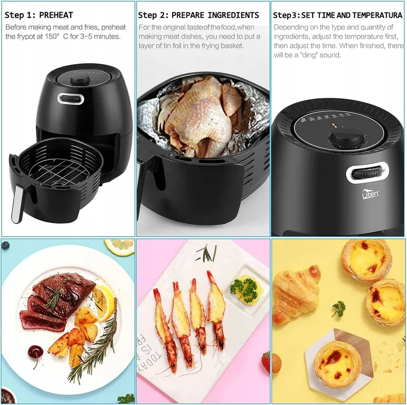 UTEN Airfryer XXL 6,5L 1800W Met Temperatuurregeling — foto 4