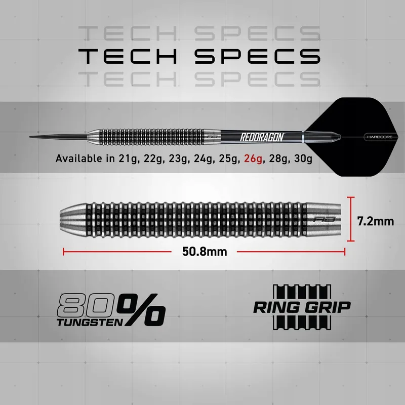 RED DRAGON Pegasus Tungsten Dartpijlen 26g met Accessoires — foto 4