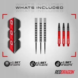 RED DRAGON Javelin Black Series Steeldarts Set 24g Flights Schachten — miniatuur 2