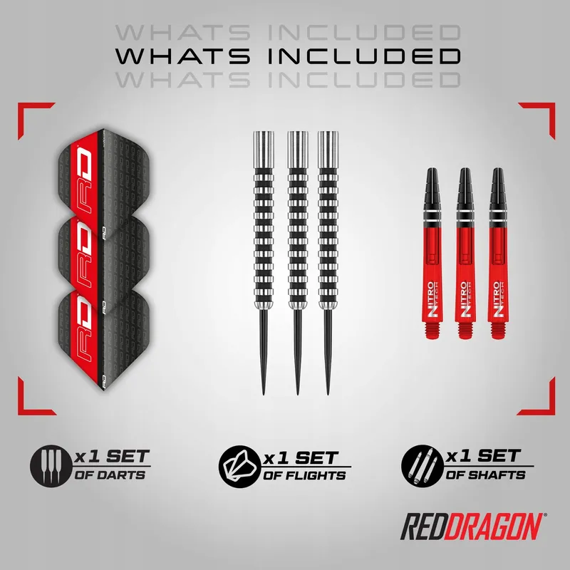 RED DRAGON Javelin Black Series Steeldarts Set 24g Flights Schachten — foto 2