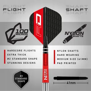 RED DRAGON Javelin Black Series Steeldarts Set 24g Flights Schachten — miniatuur 3