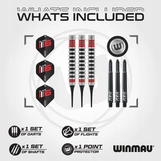 WINMAU Professionele Softtip Darts Wolfraam 22g met Flights — miniatuur 2