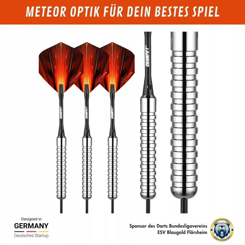 CHAMPIFY Meteor Messing Dartset 23g Stalen Punten 3 Darts — foto 5