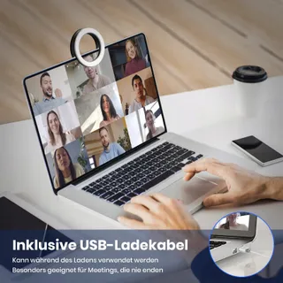 NALEZUNS Selfie LED Telefoon Laptop 40 LEDs 3 Kleurmodi USB — miniatuur 2