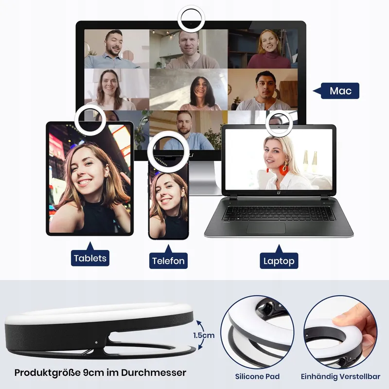 NALEZUNS Selfie LED Telefoon Laptop 40 LEDs 3 Kleurmodi USB — foto 4