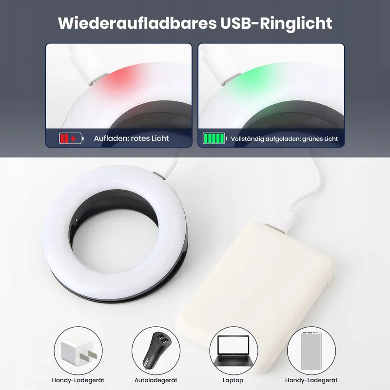 NALEZUNS Selfie LED Telefoon Laptop 40 LEDs 3 Kleurmodi USB — foto 7