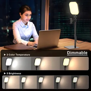 MOJIMDO 180 LED Videolamp met Telefoonhouder 3 Kleuren 5 Standen USB — miniatuur 2