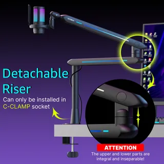 IXTECH Laag Profiel Microfoonarm RGB Bureauklem Podcast — miniatuur 8