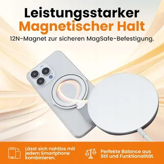 NOOMII Magnetische Ringhouder 360° iPhone Samsung Zilver — miniatuur 3
