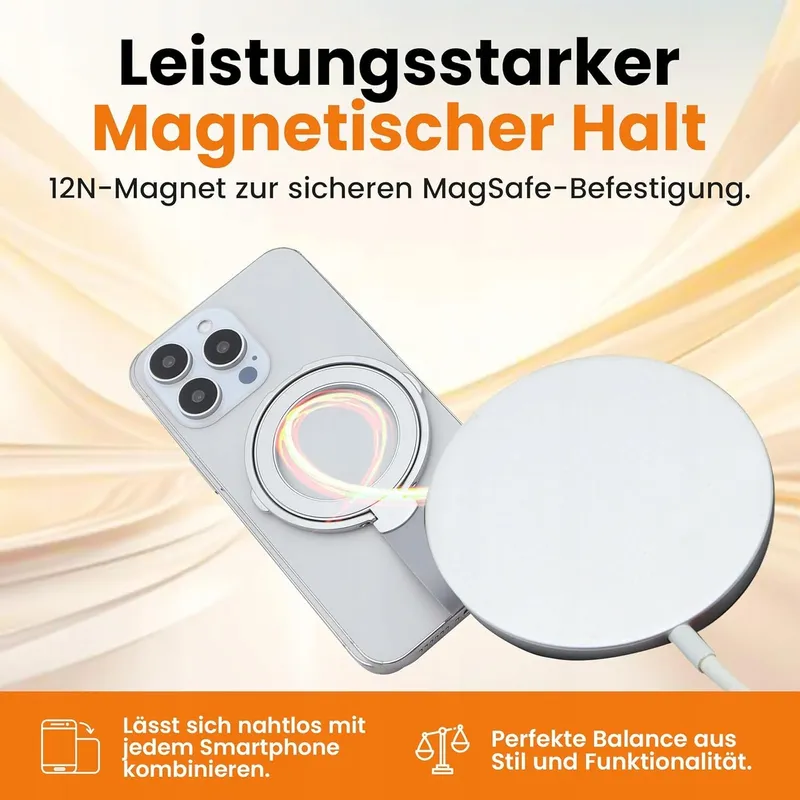 NOOMII Magnetische Ringhouder 360° iPhone Samsung Zilver — foto 3