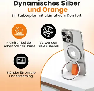 NOOMII Magnetische Ringhouder 360° iPhone Samsung Zilver — miniatuur 4