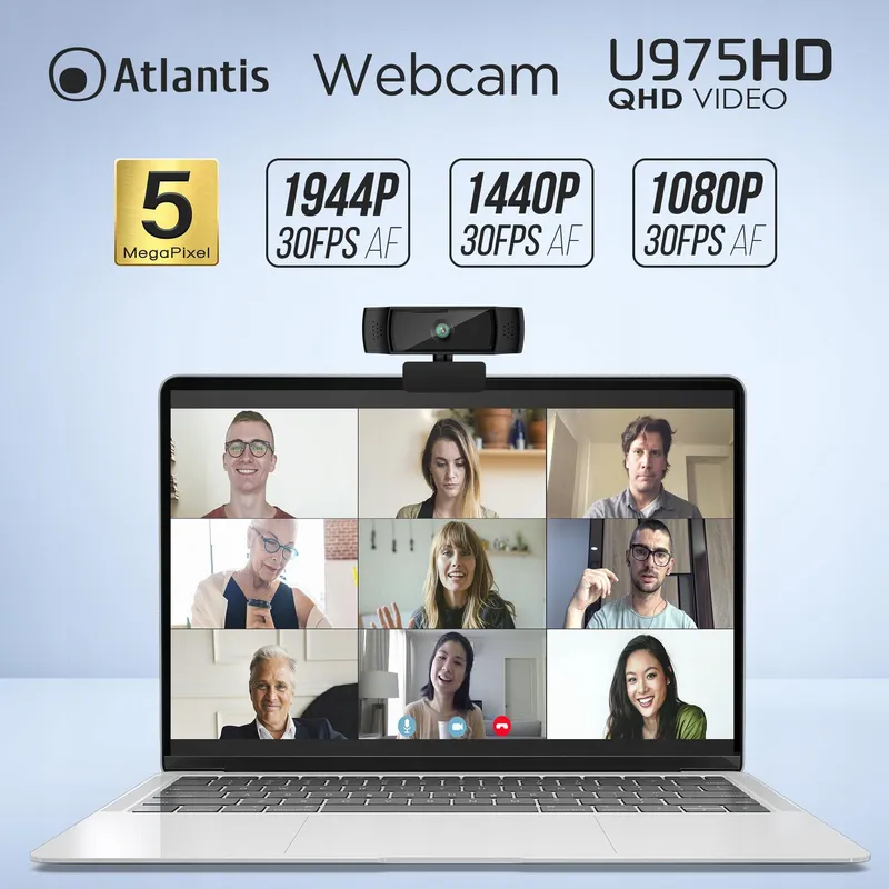 ATLANTIS Webcam 2K 5MP Autofocus Microfoon USB Videobellen — foto 2