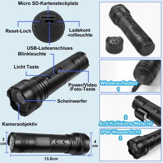 SECURALEN Actiecamera 1080P HD 120° 5 Lichtmodi 2600mAh — miniatuur 5