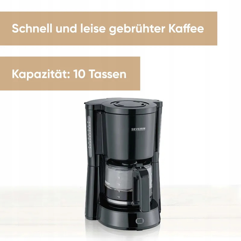 SEVERIN Koffiezetapparaat Glazen Kan Stil 10 Kopjes Zwart — foto 2