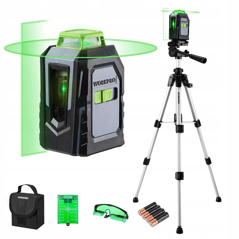 WORKPRO 360 Laserwaterpas Groen Kruislijn 30m Met Statief — foto 1