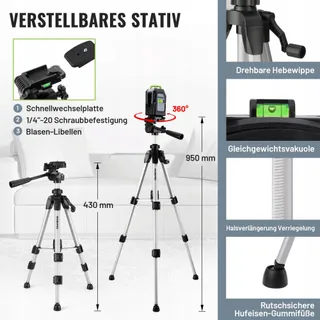 WORKPRO 360 Laserwaterpas Groen Kruislijn 30m Met Statief — miniatuur 3