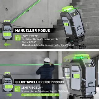 WORKPRO 360 Laserwaterpas Groen Kruislijn 30m Met Statief — miniatuur 4