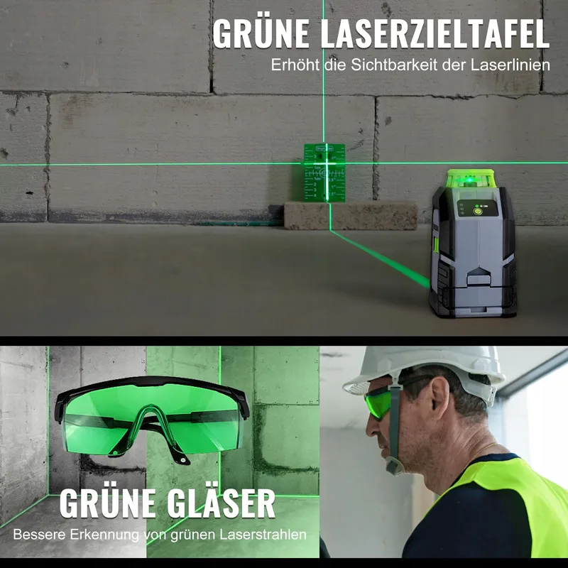 WORKPRO 360 Laserwaterpas Groen Kruislijn 30m Met Statief — foto 6