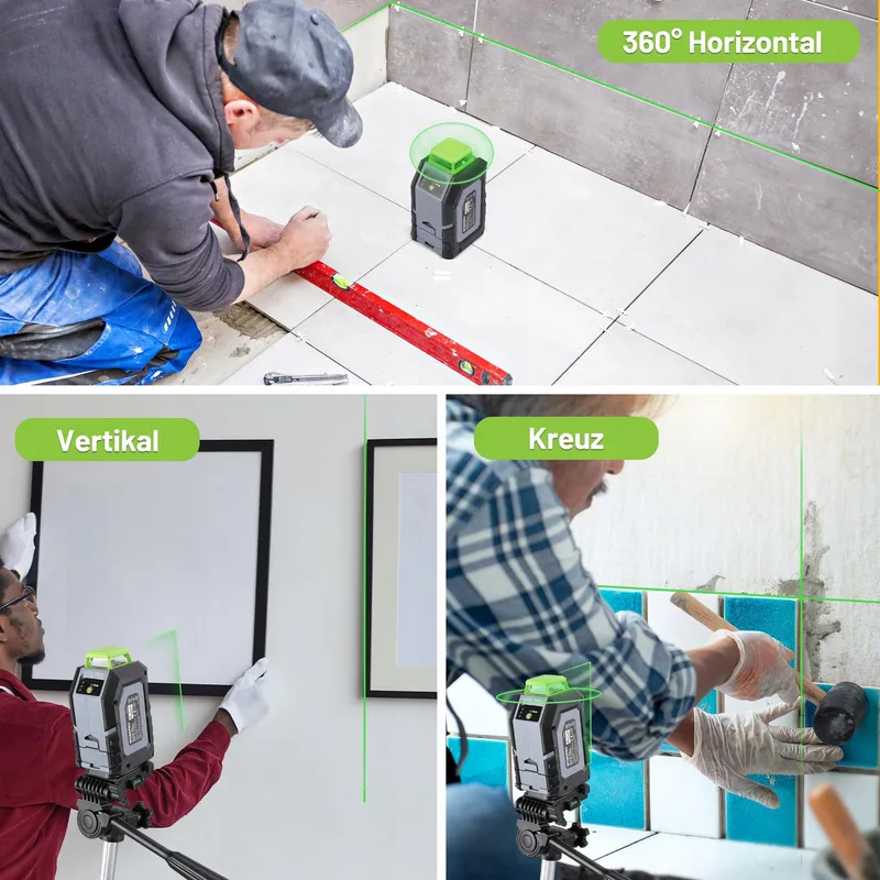 WORKPRO 360 Laserwaterpas Groen Kruislijn 30m Met Statief — foto 8