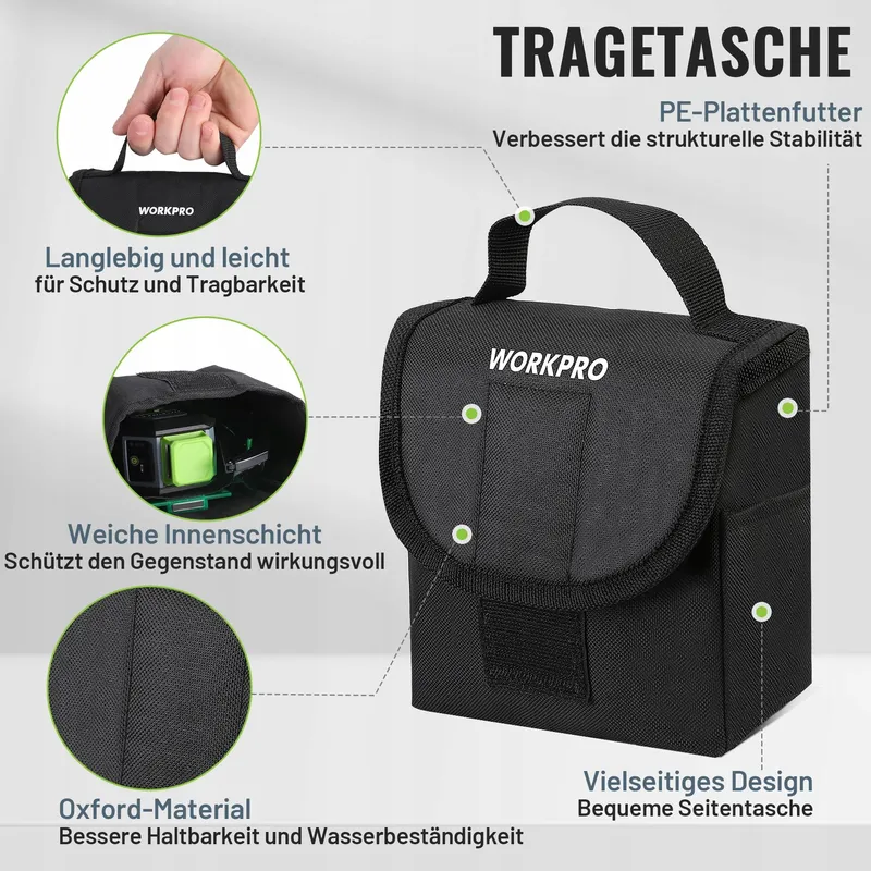 WORKPRO 360 Laserwaterpas Groen Kruislijn 30m Met Statief — foto 7