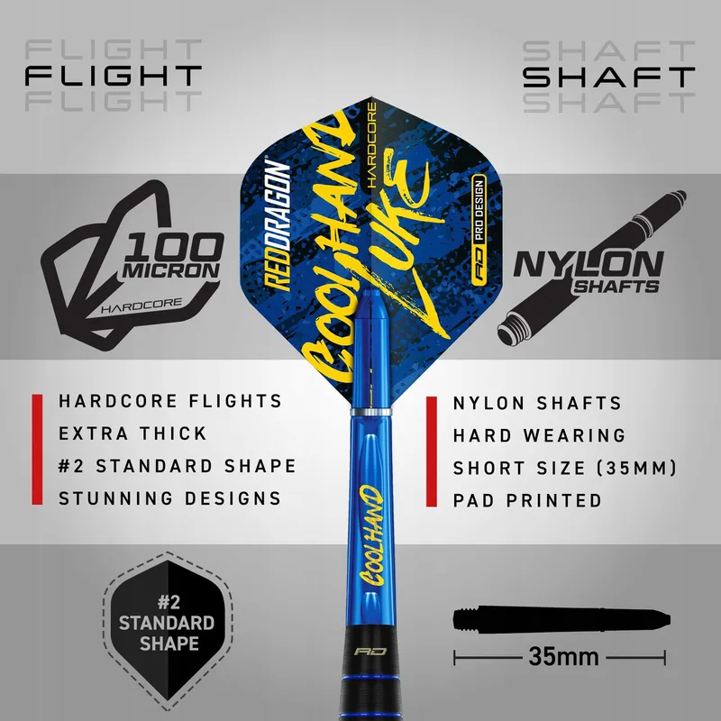 RED DRAGON Luke Humphries Coolhand Dartset 22g Flights Shafts — foto 3