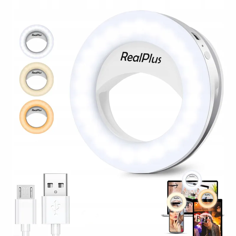 REALPLUS Selfie Ringlicht LED met Clip Verstelbare Helderheid — foto 1