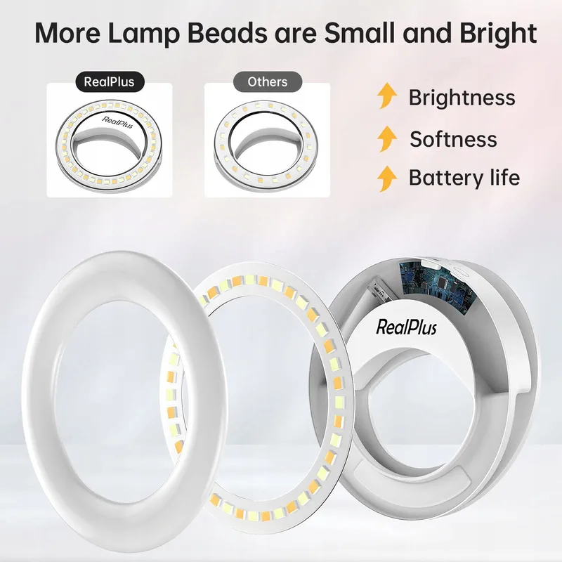 REALPLUS Selfie Ringlicht LED met Clip Verstelbare Helderheid — foto 5