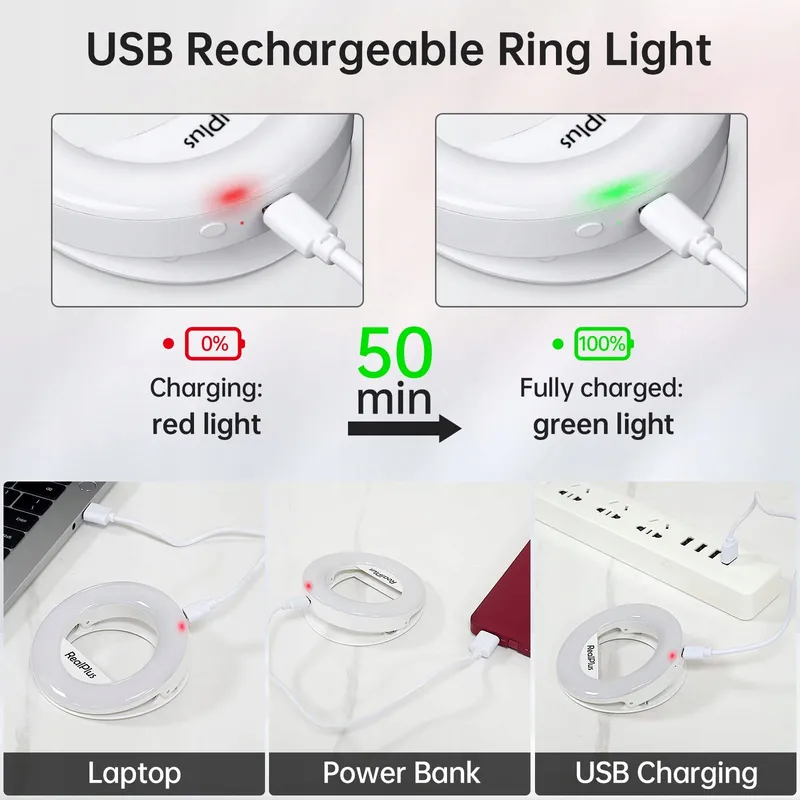 REALPLUS Selfie Ringlicht LED met Clip Verstelbare Helderheid — foto 6