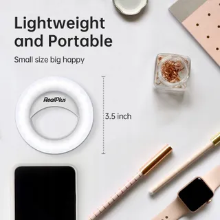 REALPLUS Selfie Ringlicht LED met Clip Verstelbare Helderheid — miniatuur 7
