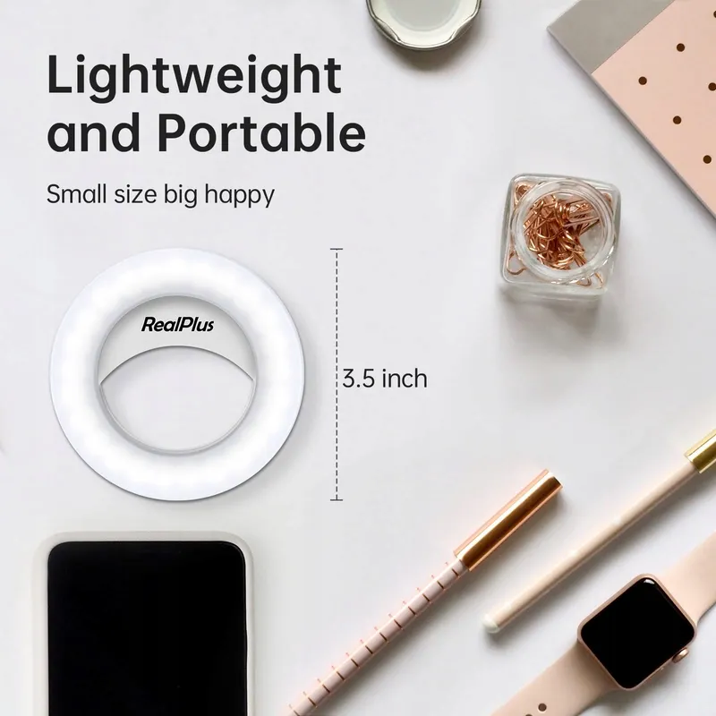 REALPLUS Selfie Ringlicht LED met Clip Verstelbare Helderheid — foto 7