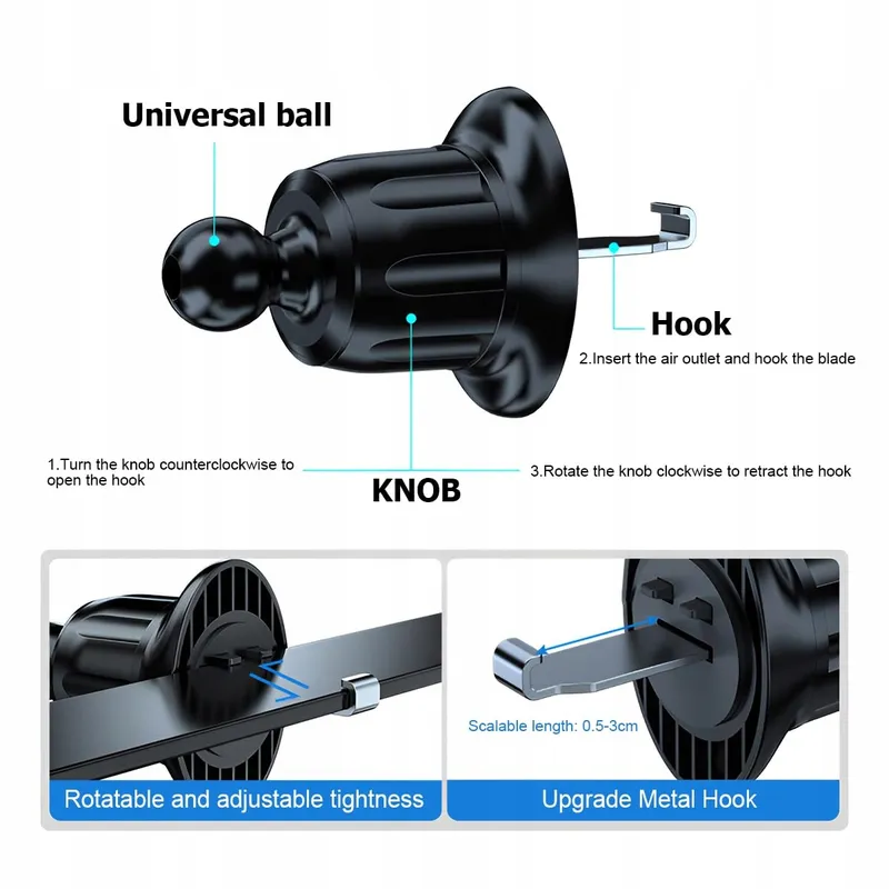 JNNJ Autohouder Telefoon 360° Verstelbaar Universeel Grijs — foto 3