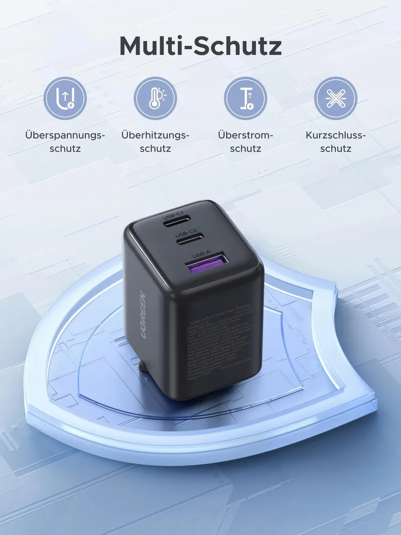 UGREEN 30W GaN II Lader 3 Poorten Voor iPhone iPad Galaxy — foto 5