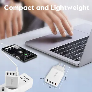 MIJUN USB Oplader 2-Pack 4-Poorts QC 3.0 33W iPhone Android — miniatuur 7