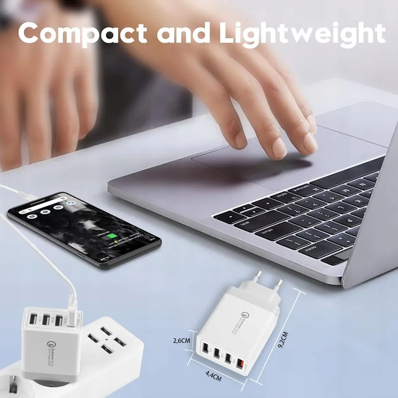 MIJUN USB Oplader 2-Pack 4-Poorts QC 3.0 33W iPhone Android — foto 7