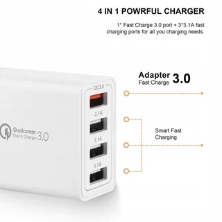 MIJUN USB Oplader 2-Pack 4-Poorts QC 3.0 33W iPhone Android — miniatuur 2