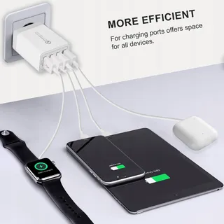 MIJUN USB Oplader 2-Pack 4-Poorts QC 3.0 33W iPhone Android — miniatuur 4