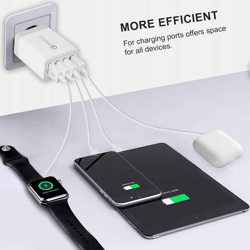 MIJUN USB Oplader 2-Pack 4-Poorts QC 3.0 33W iPhone Android — foto 4