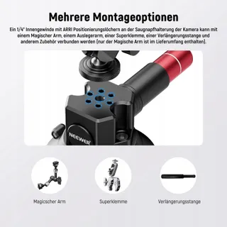 NEEWER CA104 Camerahouder 3 Inch Zuignap Magic Arm GoPro Adapter — miniatuur 6