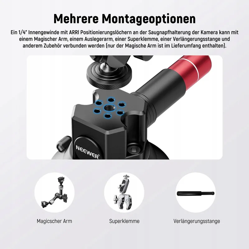 NEEWER CA104 Camerahouder 3 Inch Zuignap Magic Arm GoPro Adapter — foto 6