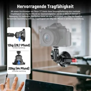 NEEWER CA104 Camerahouder 3 Inch Zuignap Magic Arm GoPro Adapter — miniatuur 3