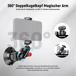 NEEWER CA104 Camerahouder 3 Inch Zuignap Magic Arm GoPro Adapter — miniatuur 5
