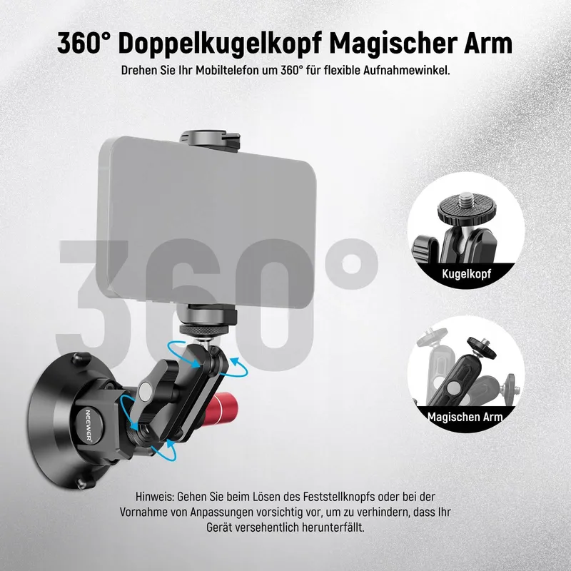 NEEWER CA104 Camerahouder 3 Inch Zuignap Magic Arm GoPro Adapter — foto 5