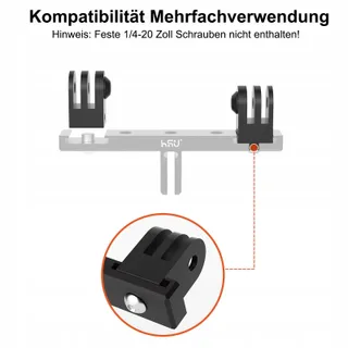 HSU Aluminium Statiefhouder GoPro 2 Stuks Adapter Hero 12-3 Zwart — miniatuur 3