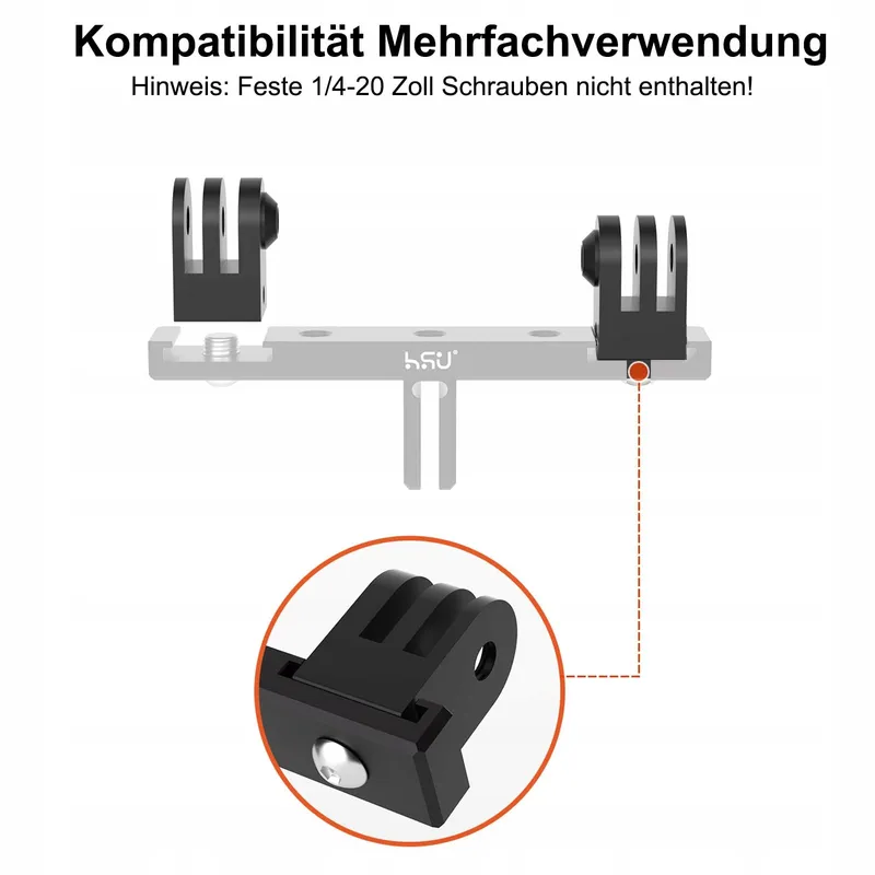 HSU Aluminium Statiefhouder GoPro 2 Stuks Adapter Hero 12-3 Zwart — foto 3