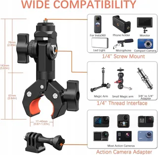 UNSTINCER Camerahouder Fiets Motor Super Clamp Adapter — miniatuur 6