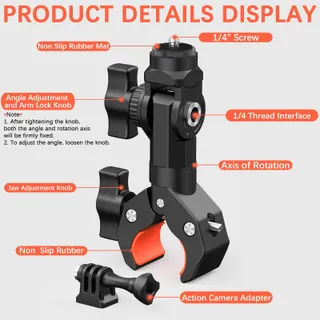 UNSTINCER Camerahouder Fiets Motor Super Clamp Adapter — miniatuur 4