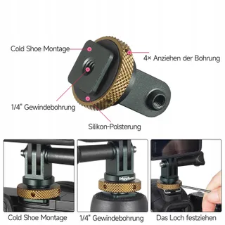 Cold Shoe Adapter GoPro DJI Osmo Action Campark Aluminium — miniatuur 3