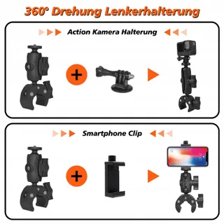 ZAKVOP Actiecamerahouder Motor Fiets 360° GoPro DJI Insta360 — miniatuur 2